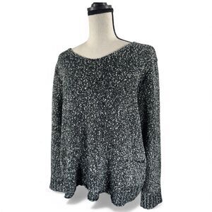 Eileen Fisher Cotton Bubble Sweater Black White Marl with Pocket Size M